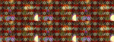 Raster illüstrasyonundaki çiçek desenli çizim. Kahverengi ve kırmızı renkte çiçekler.