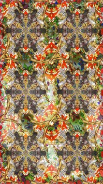 Kahverengi renklerde altın desenler ve altın elementler. Geleneksel klasik altın desen. Barok tarzında kusursuz bir doğulu süsü. Raster doğulu süsü.