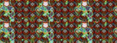 Çiçeksel kahverengi ve yeşil çizim deseni. Raster çiçek izi. Klasik taslak çizimi.