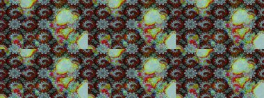 Düz Çiçek Elementleri Tasarımı. Renkli Bahar Teması eskiz kalıbı. Raster illüstrasyonundaki çiçek desenli çizim. Tarafsız ve yeşil renkte çiçekler.