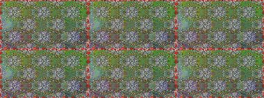 Çiçekli kusursuz retro desen. Düz Çiçek Elementleri Tasarımı. Renkli Yaz Temalı Kusursuz Arkaplan. Yeşil ve nötr renkte çiçekler.