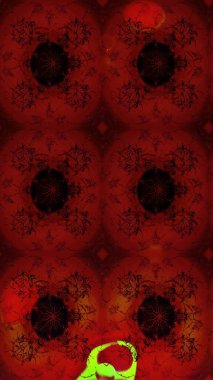 Raster illüstrasyonundaki çiçek desenli çizim. Kırmızı ve kahverengi renkte çiçekler.