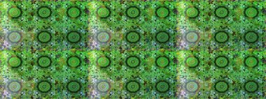 Geleneksel raster ve altın desen. Damask pürüzsüz süsü. Yeşil renkler üzerinde klasik oryantal desen.