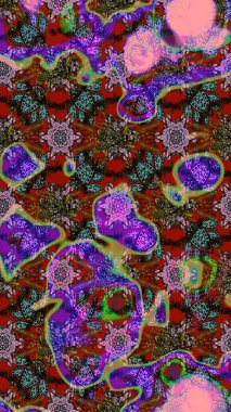 Raster illüstrasyonundaki çiçek desenli çizim. Suluboya tarzında kahverengi ve kırmızı renkte çiçekler.