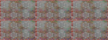 Raster illüstrasyonu. Gri ve kahverengi renklerde. Güzel kumaş deseni. Raster illüstrasyonunda kusursuz çiçek deseni.