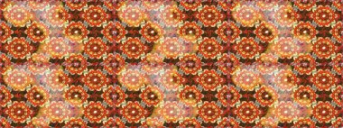 2019 Noel 'i, kar tanesi, yeni yıl. Turuncu renklerde ve altın elementlerle klasik, dikişsiz desen.