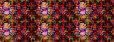 Üzerinde gelincikler ve vadi zambakları olan renkli çiçek desenli nakış deseni. Tekstil tasarımı için kırmızı ve kahverengi renkli geleneksel halk çiçekleri..