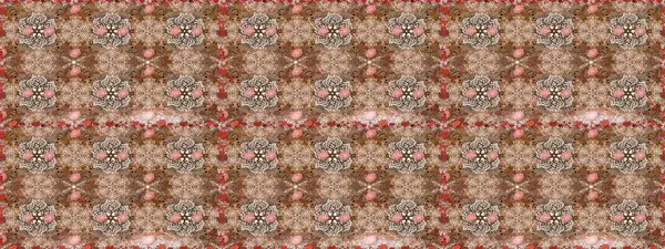 Sevimli çiçek raster deseni. Kusursuz Renksiz Bahar Temalı Kusursuz Arkaplan. Düz Çiçek Elementleri Tasarımı. Kahverengi ve bej renkli çiçekler.