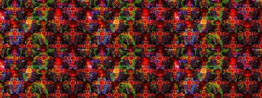 Çiçekler. Soyut etnik raster çizim kalıbı. Vadinin çiçekleri siyah ve kahverengi renklerde.