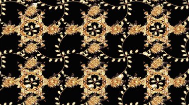 Düz Çiçek Elementleri Tasarımı. Renkli Bahar Teması eskiz kalıbı. Süslü kumaş deseni. Raster illüstrasyonunda çiçek deseni çizimi.