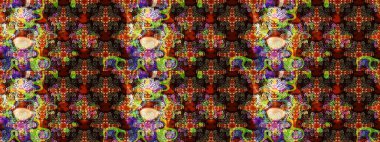 Bir sürü kahverengi ve siyah soyut çiçekli tropik eskiz deseni. Küçük çiçekteki sevimli çiçek deseni. Varisolokahverengi ve siyah raster çizimi.