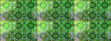 Yeşil renklerdeki altın element. Damask arkaplanı tekerrür ediyor. Antika altın tekrarlanabilir duvar kağıdı. Barok tarzında altın çiçek süsü..