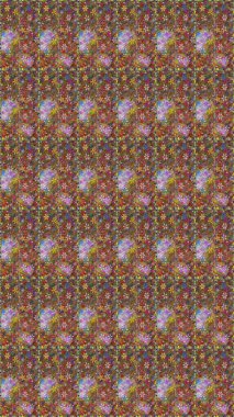 Şirin çiçekli kusursuz desen ve kahverengi ve yeşil renklerde yapraklar, suluboya çiçek deseni, duvar kağıdı, kart ya da kumaş için fayanslı. Raster illüstrasyonu.