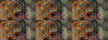 Raster düz çiçek çizim deseni. Hediye ambalaj kağıdı, tebrik kartları, posterler ve pankart tasarımı. Kahverengi ve gri renkte çiçekler.