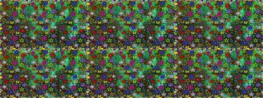 Vadinin yeşil ve gri renkli çiçekleri. Kusursuz bir arka plan modeli. Raster - stok. Suluboya, elle çizilmiş.