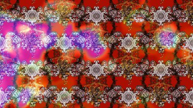 Süslü kumaş deseni. Düz Çiçek Elementleri Tasarımı. Raster illüstrasyonundaki çiçek desenli çizim. Renkli Bahar Teması çizim şablonu.