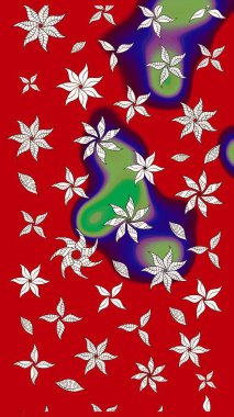 Raster illüstrasyonu. Raster deseni. Küçük çiçekteki sevimli çiçek deseni. Kibarca, yaz çiçekleri kırmızı renklerde.