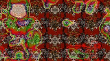 Çiçek deseni. Raster illüstrasyonu. Düz Çiçek Elementleri Tasarımı. Renkli Bahar Teması eskiz kalıbı. Chichi kumaş deseni çiz.