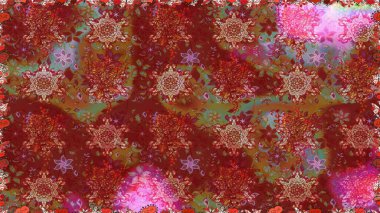 Düz Çiçek Elementleri Tasarımı. Renkli Bahar Temalı Kusursuz Arkaplan. Raster..