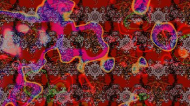 Küçük çiçekteki sevimli çiçek deseni. Kırmızı ve kahverengi renkte çiçekler. Raster illüstrasyonu.