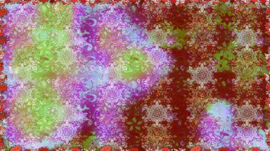 Raster illüstrasyonu. Yumuşak, bahar çiçekleri tarafsız ve kırmızı renklerde. Raster çiçek desenli ve çiçekli..