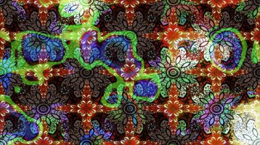 Raster illüstrasyonu. 3D çiçekler, eskiz. Renklerde.