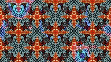 Çiçeksel çizim kalıbının yansıması. Vadinin renkleri.