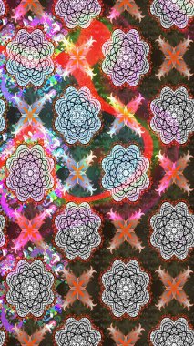 Taslak dekoratif arka plan, çiçek mandala. Gri renklerde. Raster illüstrasyonu. Çiçek..