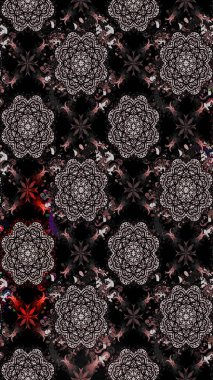 Raster illüstrasyonu. Suluboya çiçekli çiçek deseni. Siyah renkte güzel tekstil.