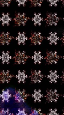 Suluboya çiçekli çiçek deseni. Raster illüstrasyonu. Siyah renklerde Asya tekstili.