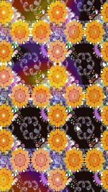 Raster Hip kumaş deseni. Eskiz Vintage Çiçek Deseni.