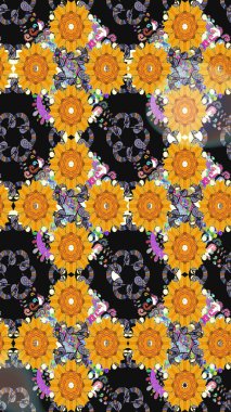 Çizim çiçek deseni duvar kâğıdı olarak kullanılabilir. Gri renkli çiçekler. Raster illüstrasyonu.