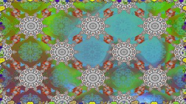 Raster düz çiçekleri pürüzsüz desen. Yeşil ve gri renkli çiçekler. Tasarım hediye paketi, tebrik kartları, posterler ve afiş tasarımı.