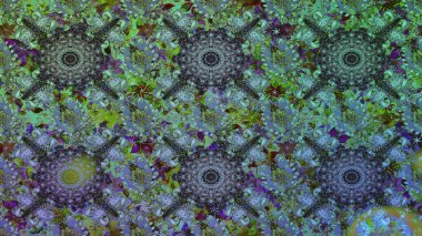 Raster illüstrasyonu. Küçük çiçekteki sevimli çiçek deseni. Yumuşak, yaz çiçekleri yeşil ve mavi renklerde. Raster deseni.