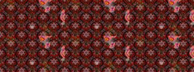 Çiçeksel kahverengi ve kırmızı çizim deseni. Raster çiçek izi. Klasik taslak çizimi. Raster Yumuşak kumaş deseni.