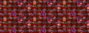 Soyut etnik raster çizim kalıbı. Kabile sanatı boho baskısı, klasik çiçek arkaplanı. Arkaplan dokusu, duvar kağıdı, kahverengi ve kırmızı renkli çiçek teması.