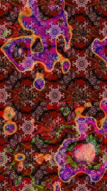 Kahverengi ve kırmızı renkte çiçekler. Kumaş desenli papatya çiçekleri ayrıntıları.