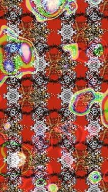 Raster illüstrasyonundaki çiçek desenli çizim. Düz Çiçek Elementleri Tasarımı. Kırmızı ve gri renkte çiçekler. Renkli Yaz Teması çizim şablonu.