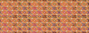 Altın çiçekli, pürüzsüz desen. Damask arkaplanı. Turuncu renklerde altın element. Barok tarzında altın çiçekli süs..