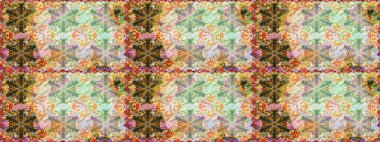 Kına dövmeli süs çiçekleri, altın çıkartmalar, mehndi ve yoga tasarımı, kartlar ve parmak izleri. Raster Golden Mehndi kusursuz desen. Tarafsız renklerde desen.