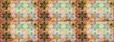 Kına dövmeli süs çiçekleri, altın çıkartmalar, mehndi ve yoga tasarımı, kartlar ve parmak izleri. Raster Golden Mehndi kusursuz desen. Tarafsız renklerde desen.