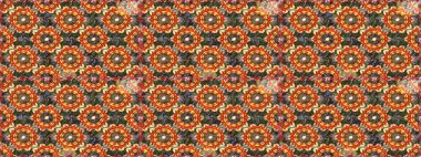 Çiçek desenli altın metal. Kusursuz altın desen. Raster altın çiçek süsü brokar kumaş ve cam desenli. Altın elementli kahverengi renkler.