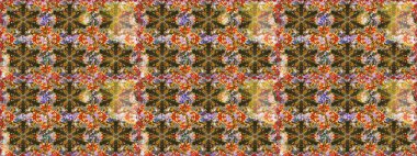 Kahverengi renklerde, altın elementlerle kusursuz desen. Parlak dantel, stilize çiçekler, şal desenli. Hassas altın deseni açın. Raster sanatı. Doğu tarzı arabesk. Kusursuz altın dokular bukleler