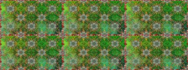 Yeşil ve nötr renklerde etnik çiçeklerle kusursuz bir desen. Asya Tekstil 'inde Raster Çiçek İllüstrasyonu.