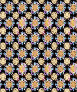 Raster illüstrasyonu. Yumuşak, yaz çiçekleri siyah ve bej renklerde. Raster deseni. Küçük çiçekte sevimli çiçek deseni var..