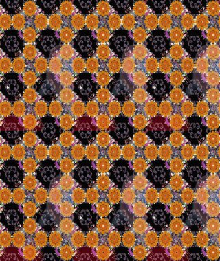 Birçok turuncu çiçekli tropikal eskiz deseni. Küçük çiçekteki sevimli çiçek deseni. Varicoloorange Raster çizimi.