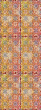 Etnik Mandala havlusu. Kusursuz süs izi. Sınır Kızılderili çiçekli paisley patten. Raster Henna tarzı. Tebrik kartı arkaplanı, boyama kitabı, arkaplan, tekstil için kullanılabilir.