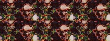 Kahverengi renkli çiçekler. Sevimli çiçek raster deseni. Renkli Bahar Teması eskiz kalıbı. Düz Çiçek Elementleri Tasarımı.