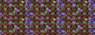 Raster illüstrasyonu. Şirin karalamalı çiçek desenli çizim. El yapımı çiçek ve bitki koleksiyonu. Raster illüstrasyonu. Çizim biçimi kırmızı ve kahverengi renklerde.