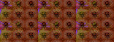 Kahverengi renklere karalama yapan çiçek desenli çizim. Raster illüstrasyonu.